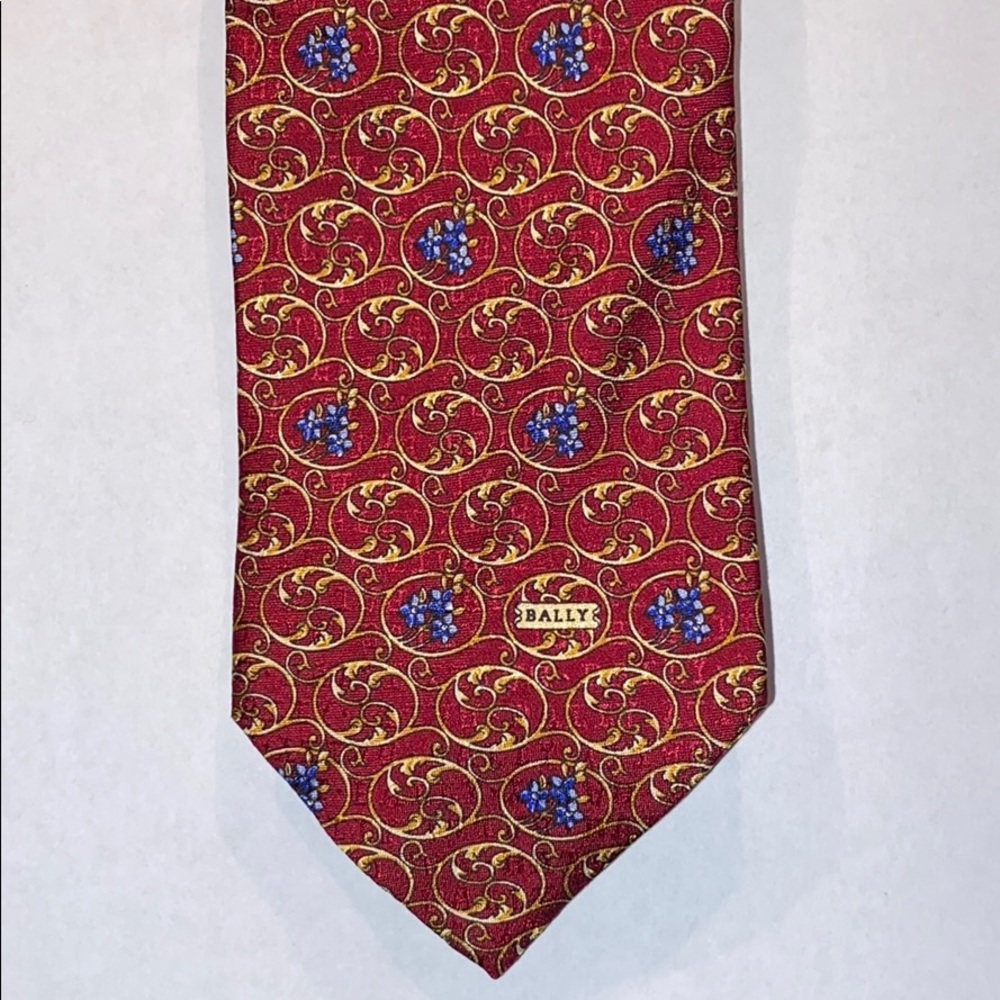 Bally Silk Tie Red Gold